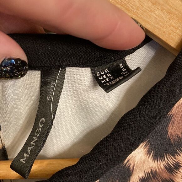 Mango Animal Print with Contrasting Black Trim Top - Picture 6 of 12